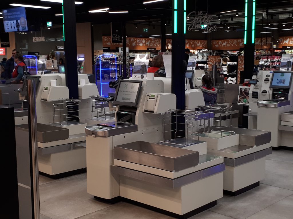 Self Checkout Anstelle Bargeld Supermarkt Inside