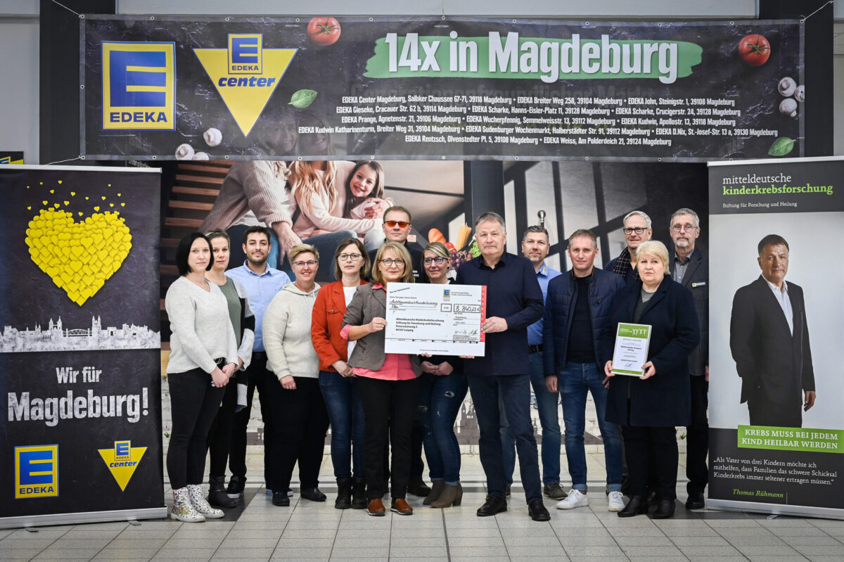 Spendenübergabe im E-Center Magdeburg an Mitteldeutsche Krebsforschung