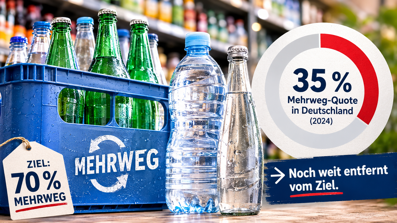 LEH verfehlt die Mehrweg-Quote, 70 Prozent scheint in weiter Ferne